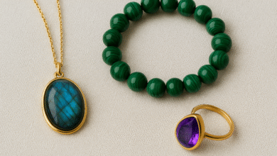 How to Style Labradorite, Malachite & Amethyst in Everyday Fashion